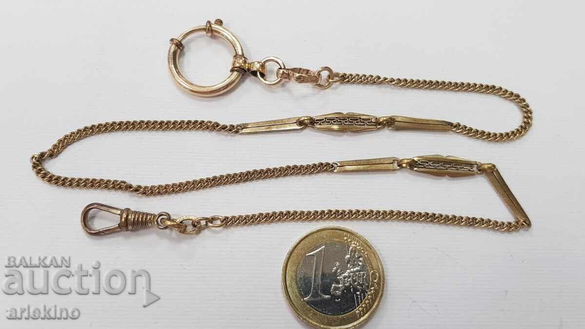 Chatelaine de colecție, lanț pentru ceas de buzunar cu placaj de aur! - 5