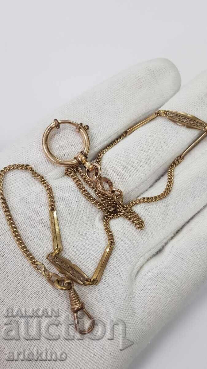Chatelaine de colecție, lanț pentru ceas de buzunar cu placaj de aur! - 6