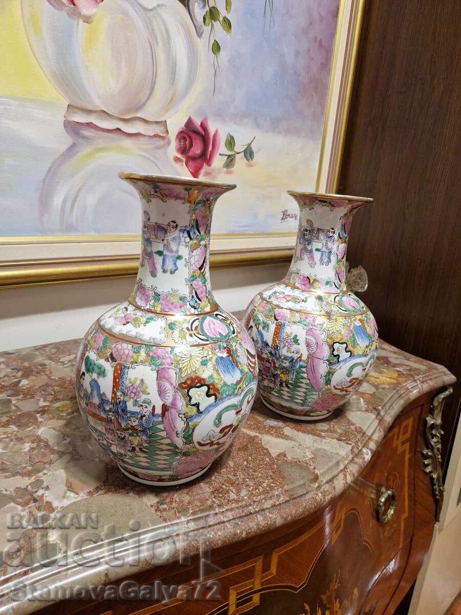 Livrarea Pereche de vaze superbe din porțelan chinezesc Satsuma
