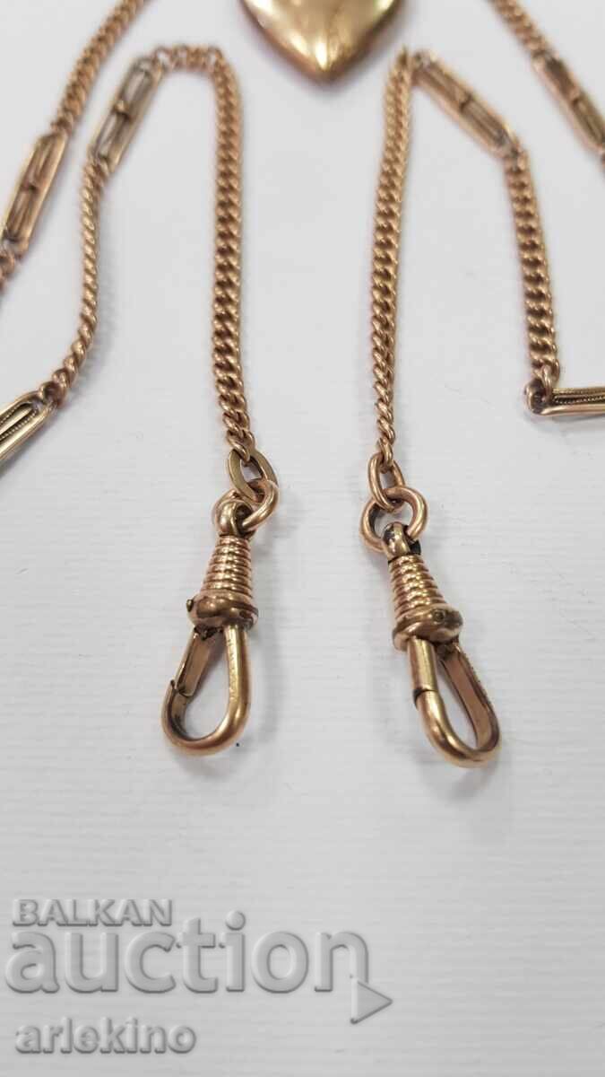 Chatelaine de colecție, lanț pentru ceas de buzunar cu placaj de aur! cu preț € 65.00 | 127.13 BGN