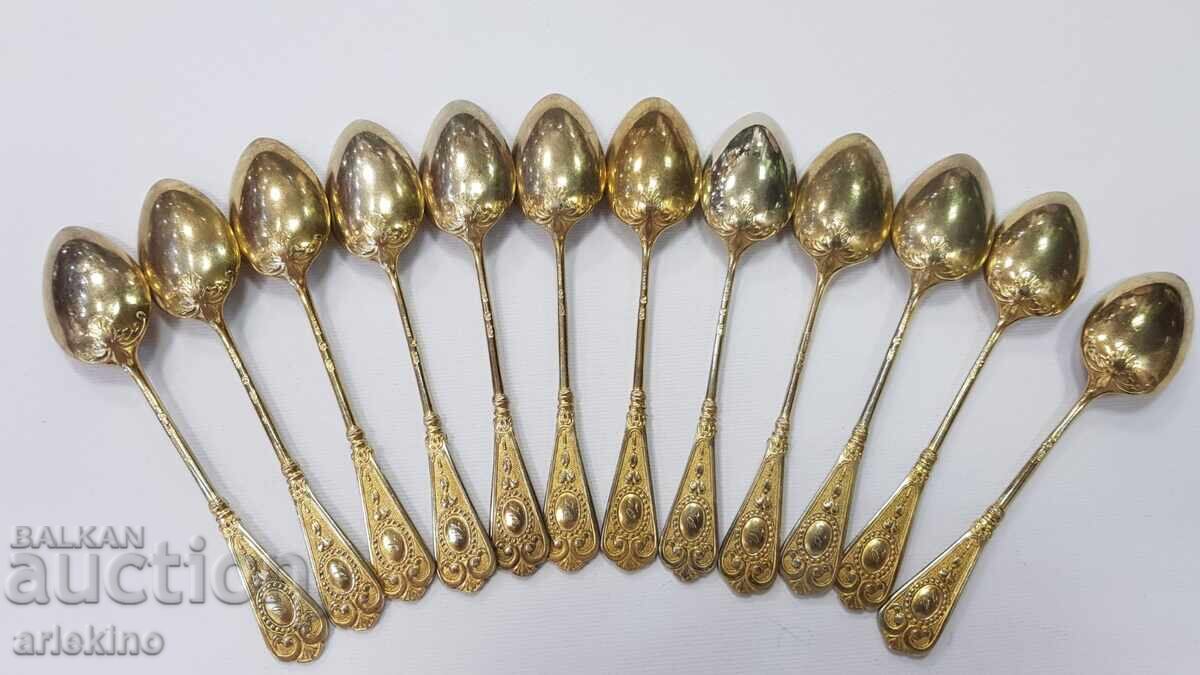 Delivery of 12 pieces Gold-plated collectible coffee, tea spoons, Europe!