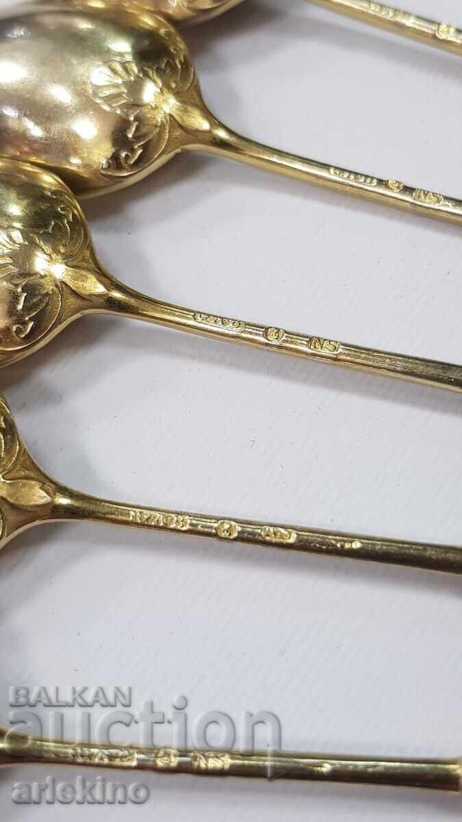 12 pieces Gold-plated collectible coffee, tea spoons, Europe! - 5