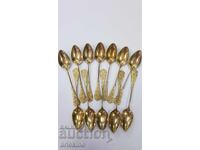 12 броя Позлатени колекционни лъжички за кафе, чай, Европа!