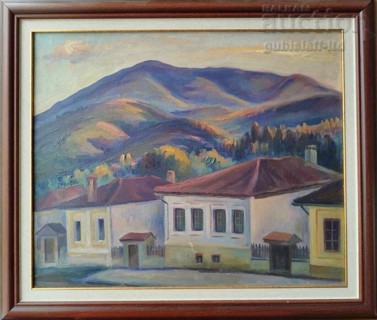 Tablou, peisaj din Kotel, pictor P. Dachev (1896-1968)