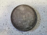 5 leva 1885 an argint