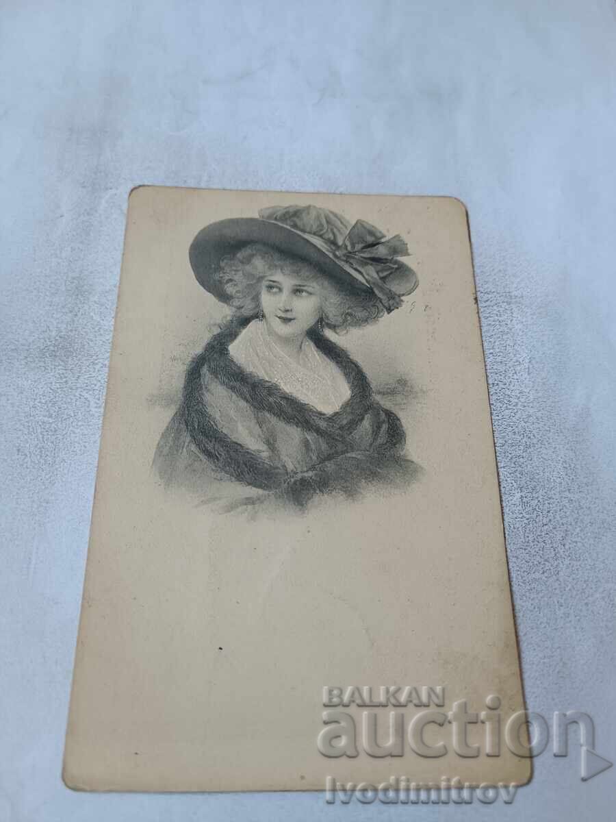 Ταχυδρομική κάρτα Νεαρή κοπέλα 1907