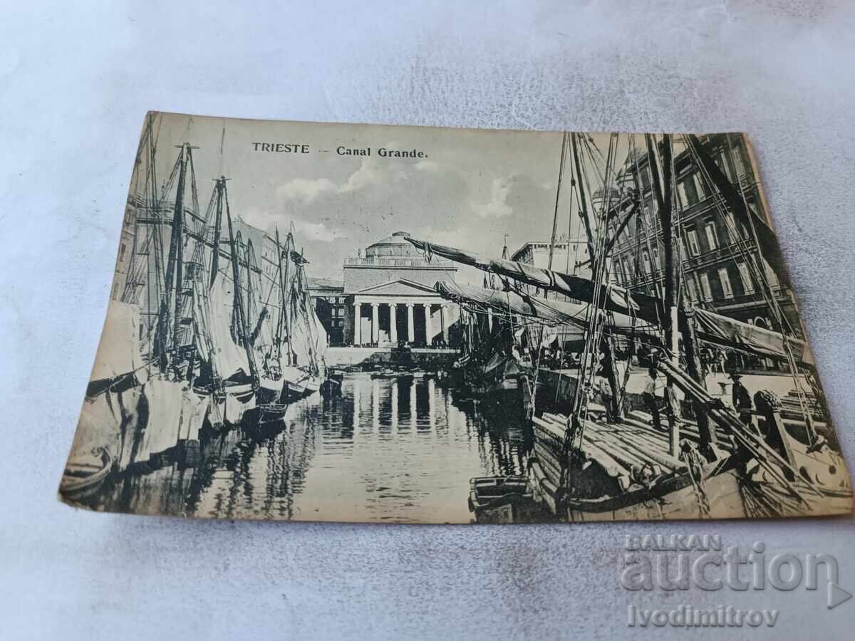 Пощенска картичка Trieste Canal Grande 1918