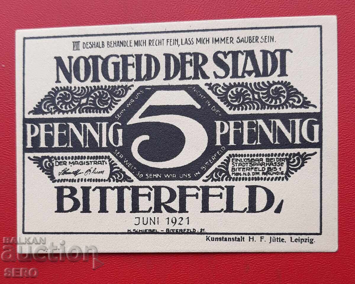 Bancnotă-Germania-Saxonia-Bitterfeld-5 pf. 1921-unifacială