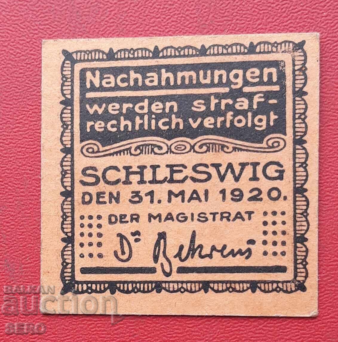 Bancnotă-Germania-Schleswig-10 pfennigi 1920 cu preț € 1.00 | 1.96 BGN