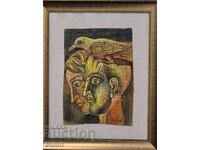 Stoimen Stoilov "Papirus pasăre" tuș papirus 20x29cm