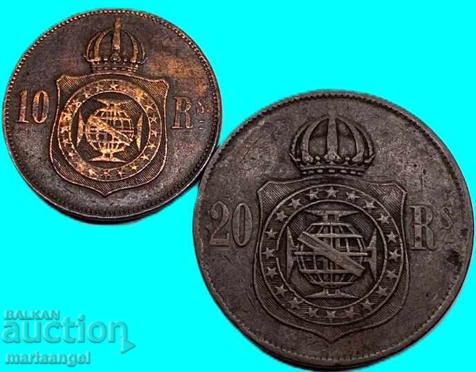 Livrarea 10 Reis + 20 Reis Brazilia 1869