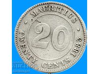 Мавриций 1883 20 цента Виктория колониална Англия сребро