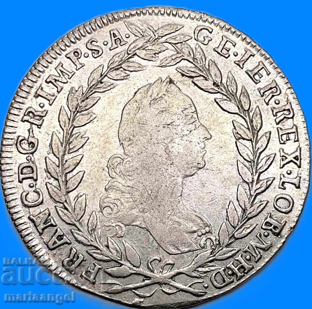 Auction  Austria 20 kreuzer 1755 W - Vienna Franz Stephan silver