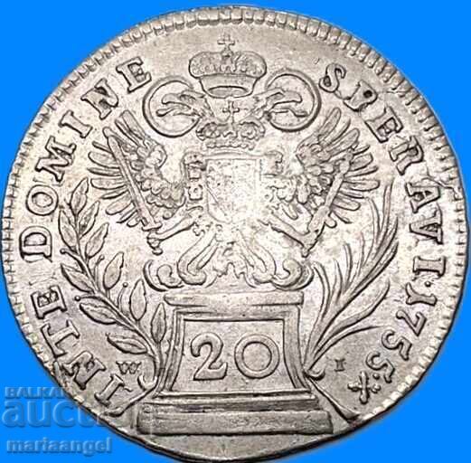 Delivery of Austria 20 kreuzer 1755 W - Vienna Franz Stephan silver