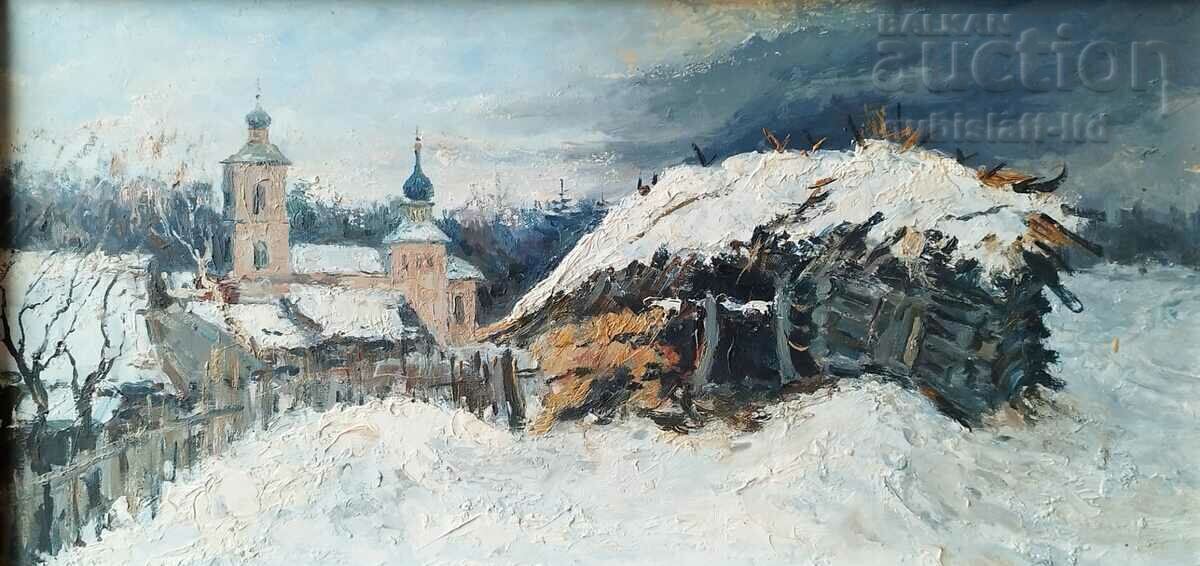 Ζωγραφική "Χειμώνας", Τέχνη. A. Larionov, 1989 με τιμή € 270.00 | 528.08 BGN
