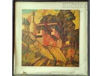 Painting, landscape, houses, artist Petar Nikolov (1928-2020)