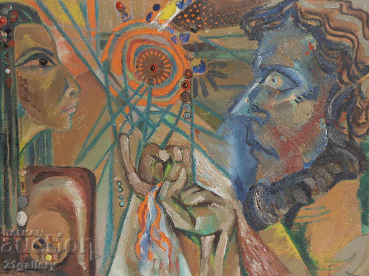 Auction  Abstract figurative composition, oil paints