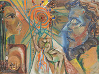 Абстрактна фигурална композиция, маслени бои