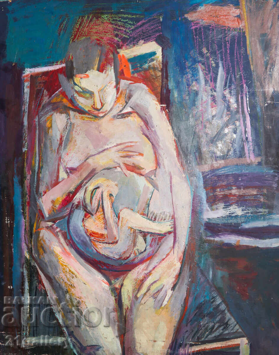 Compoziție figurativă abstractă, uleiuri Compoziție figurativă abstractă, uleiuri