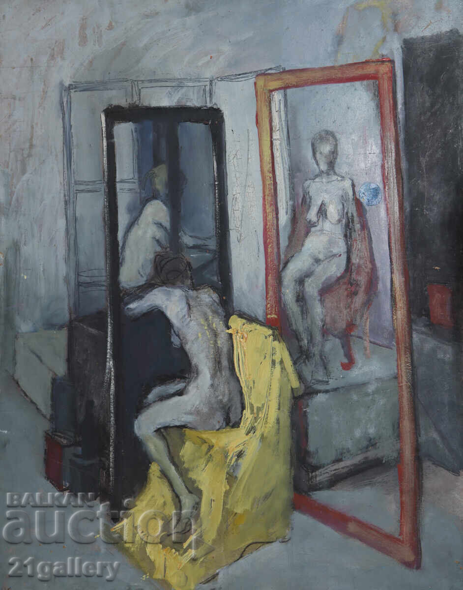 Compoziție figurativă abstractă, uleiuri