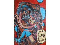 Abstract figurative composition, oil paints