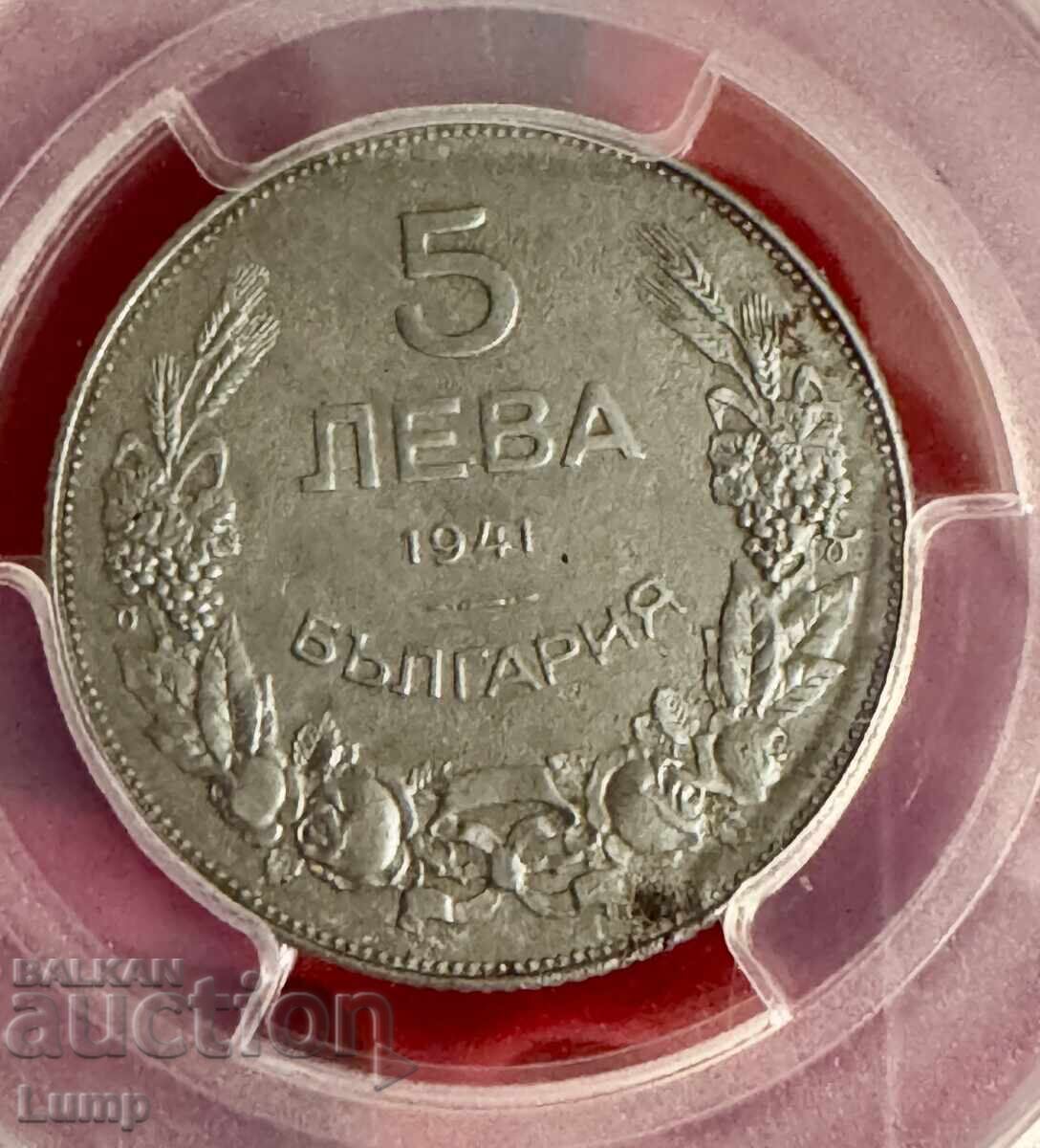 5 leva 1941 XF PCGS ot 0.01 BZTS
