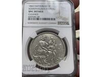 SHveytsaria 5 franka, 1865 g. Festival v Shafhauzen NGC UNC