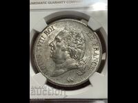 Franța 5 franci 1822 Monetăria - Paris AU58 NGC