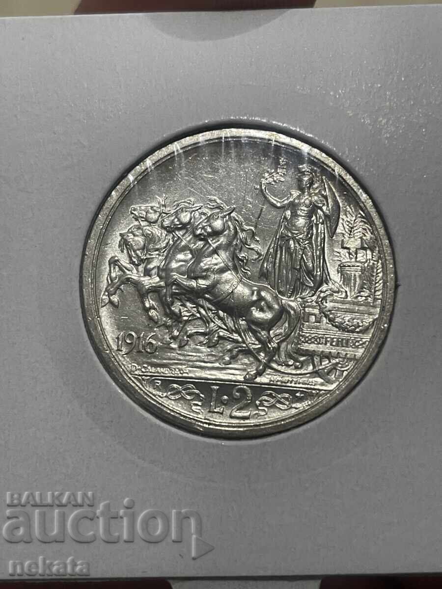 Italia 2 lire 1916 cu preț € 30.00 | 58.68 BGN