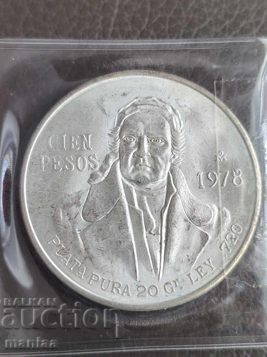100 Pesos 1978 Argint cu preț € 65.00 | 127.13 BGN