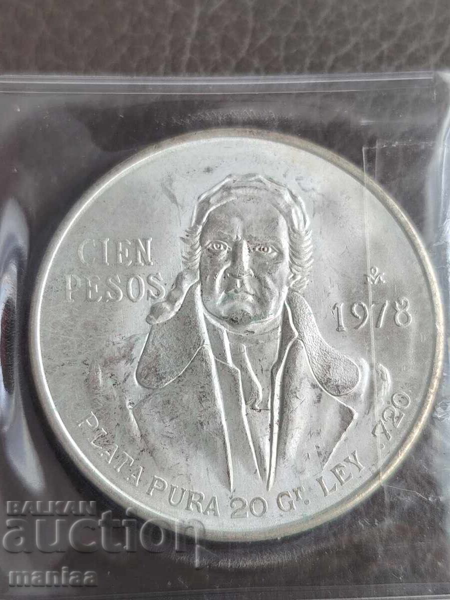 100 Pesos 1978 Argint