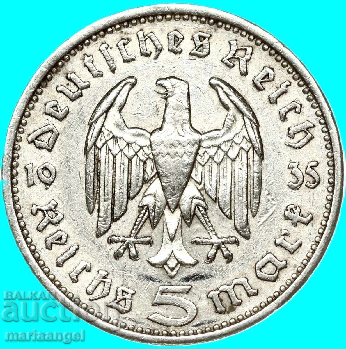 5 μάρκα 1935 Γερμανία Τρίτο Ράιχ ασήμι
