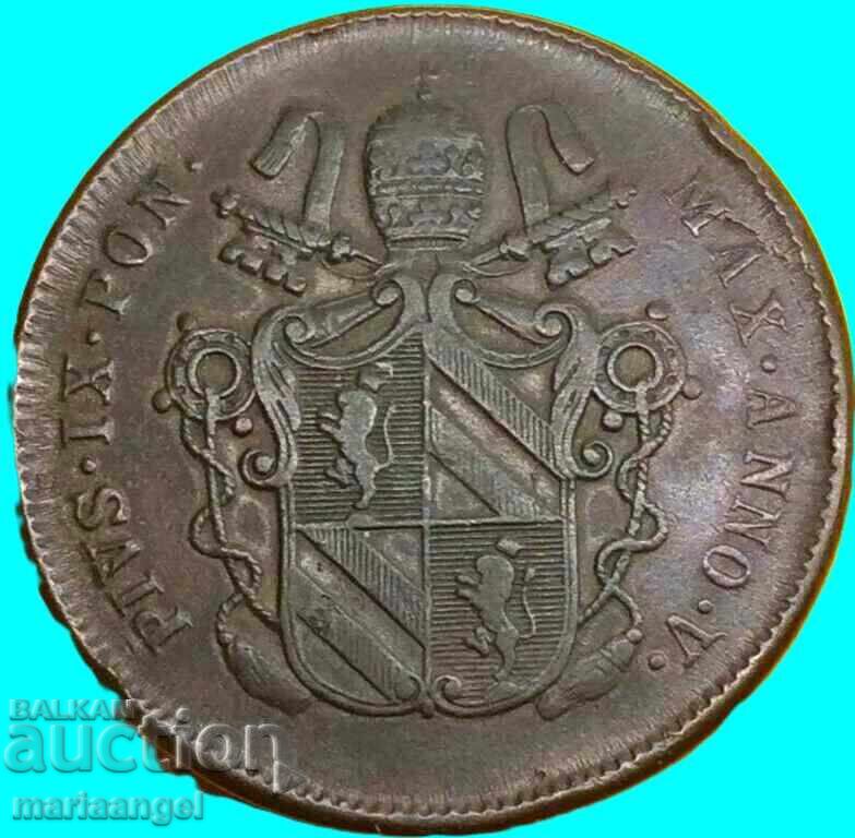2 Baiocchi 1851 Vatican Pius IX 20g 35mm bronze - 6