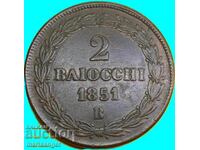 2 байочи 1851 Ватикан Пий IX 20г 35мм бронз