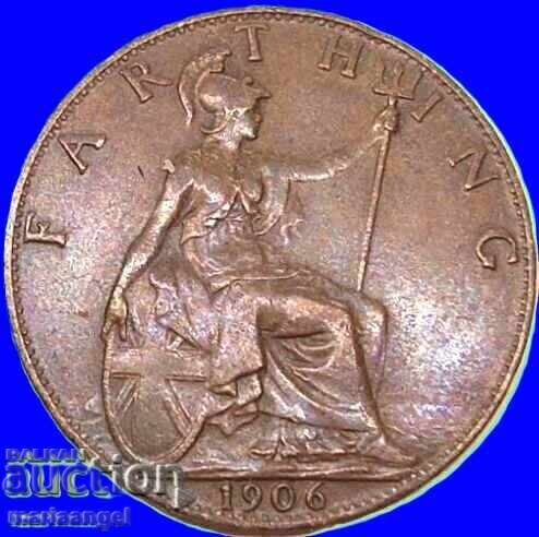 Marea Britanie 1 farthing 1906 Edward - rar cu preț € 9.00 | 17.60 BGN