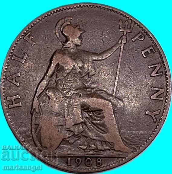 Marea Britanie 1/2 penny 1908 Eduard VII 26mm bronz - 6