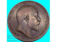 UK 1/2 Penny 1908 Edward VII 26mm Bronze
