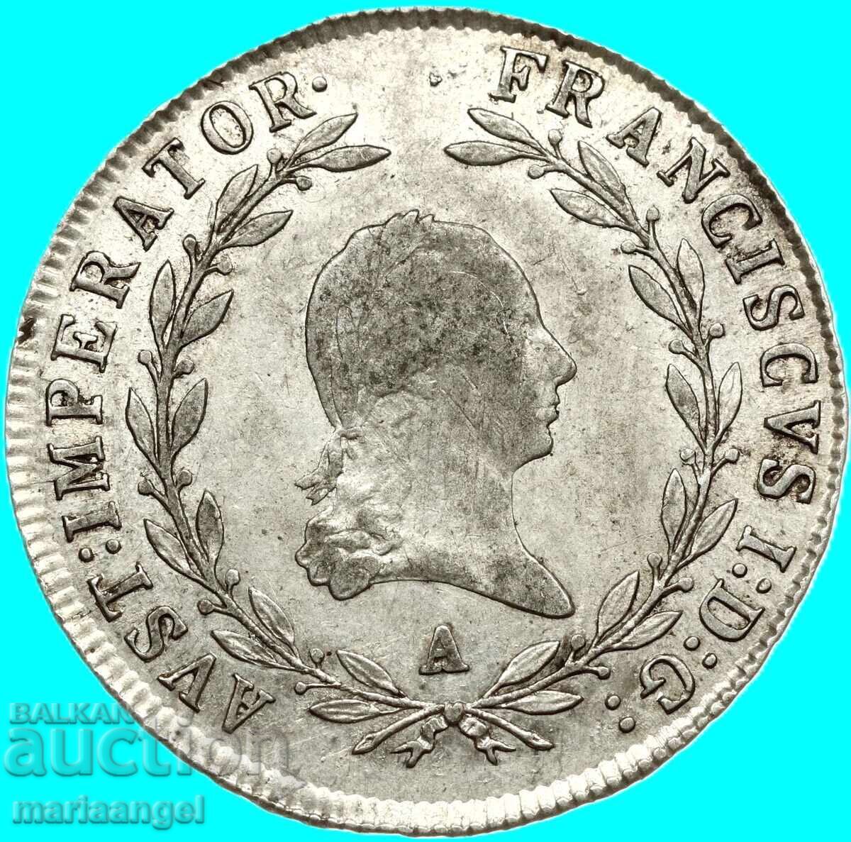 20 creuzere 1814 Austria A - Viena argint cu preț € 34.00 | 66.50 BGN