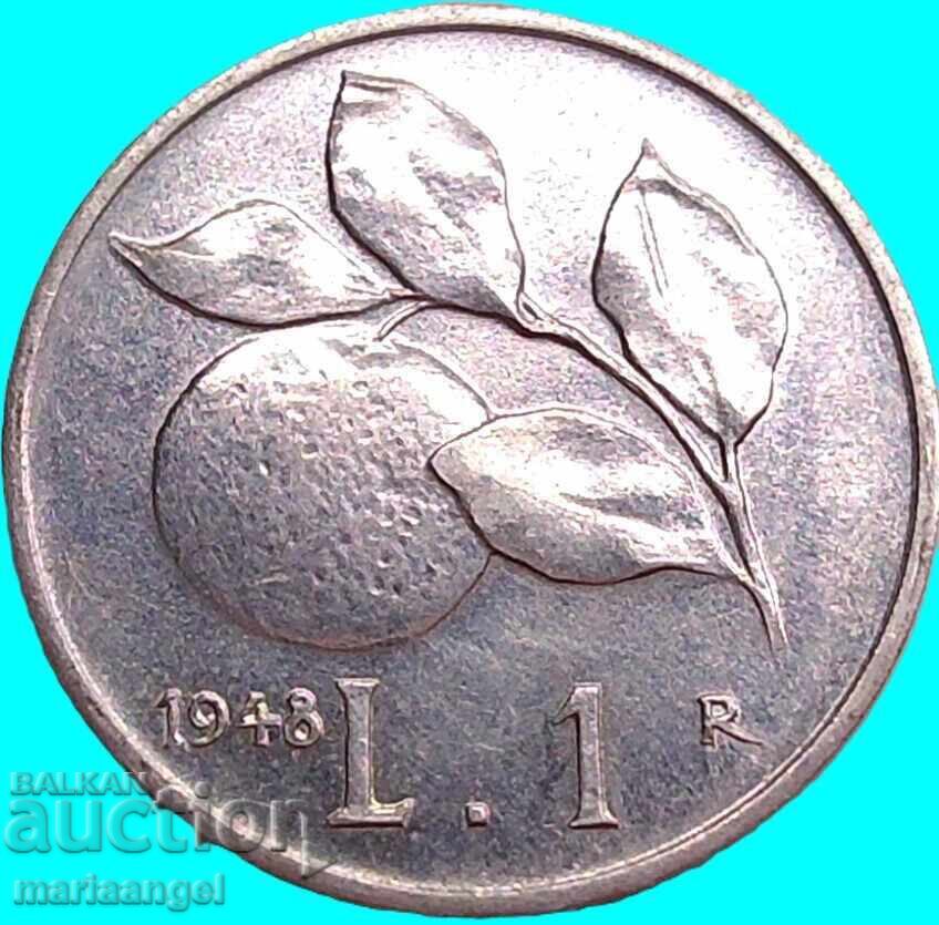 1 Lira 1948 Italy Republic Orange - 7