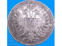 20 kreĭtseri 1868 Austria Franz Joseph argint