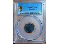 monedă 5 stotinki 1917 PCGS MS 64 gri