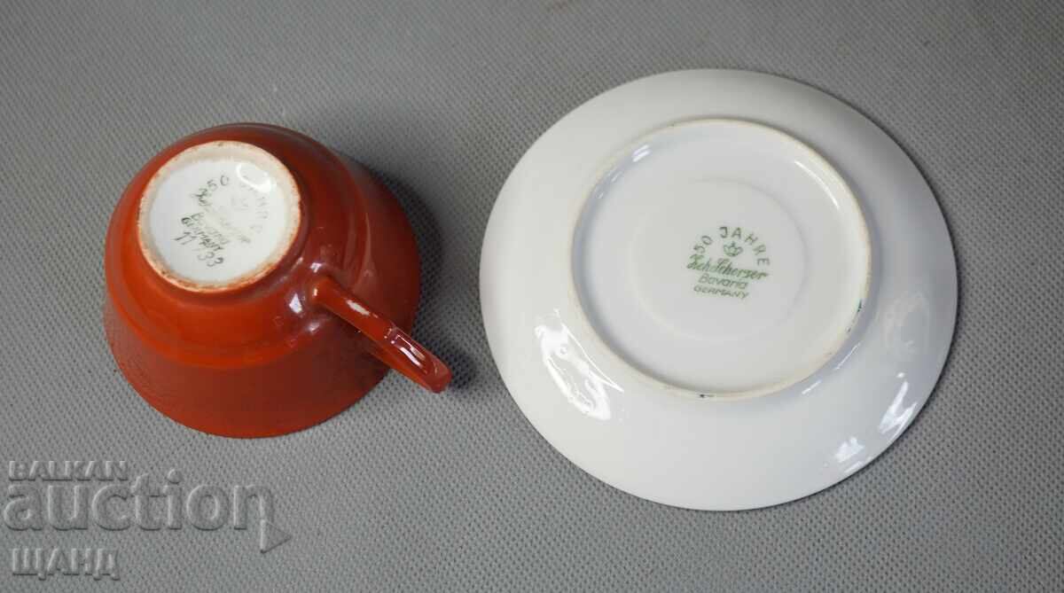 Livrarea BAVARIA Ceașcă de cafea veche din porțelan german cu farfurioară