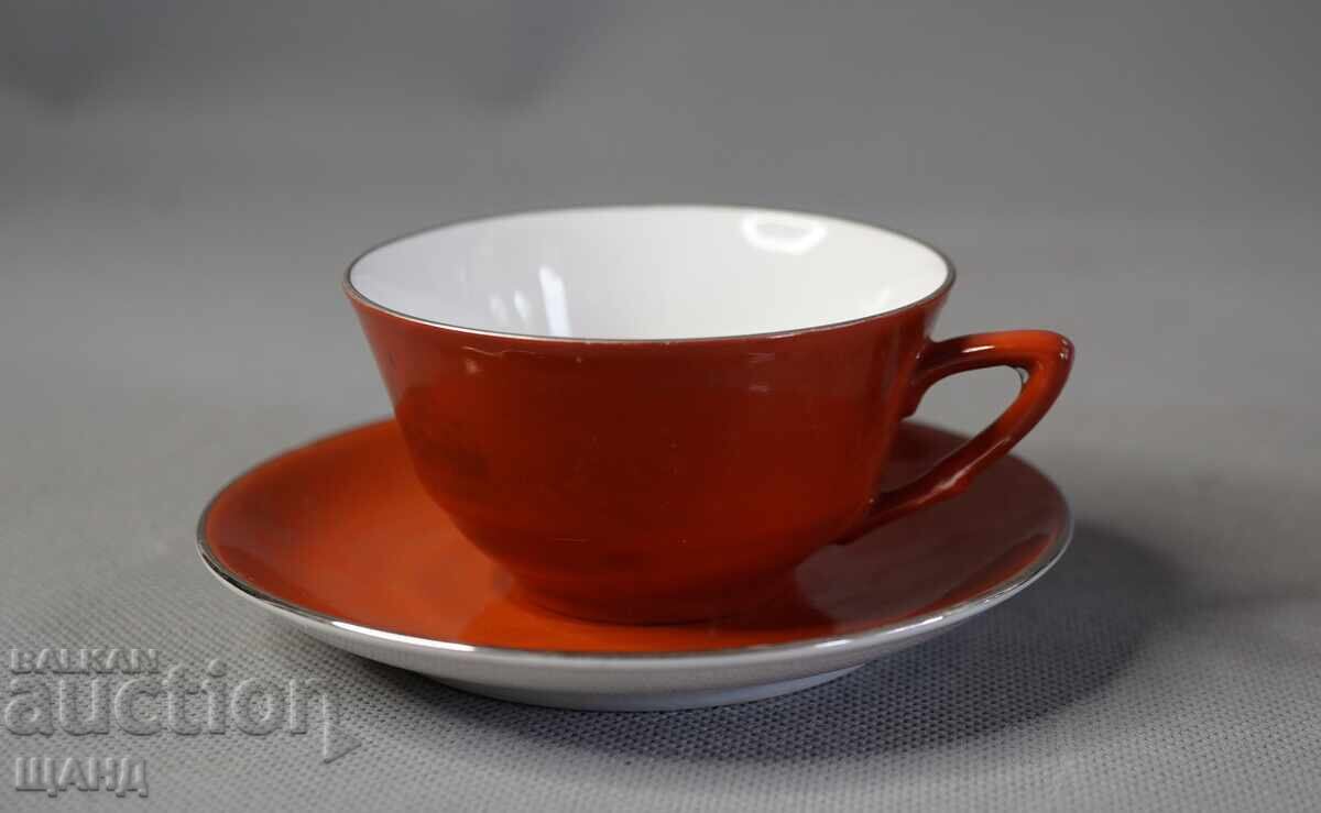 BAVARIA Ceașcă de cafea veche din porțelan german cu farfurioară