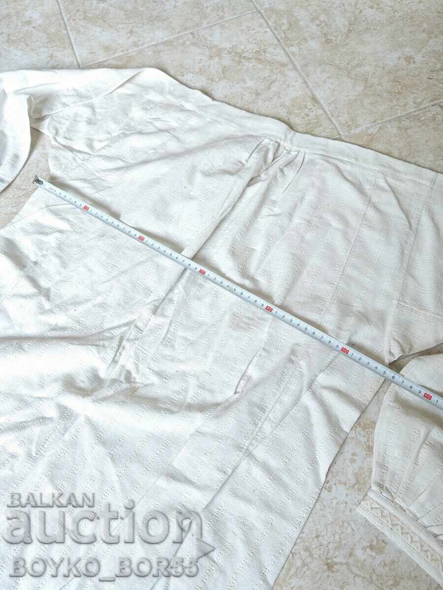 Autentică cămașă bărbătească veche bulgărească din pânză albă - 5