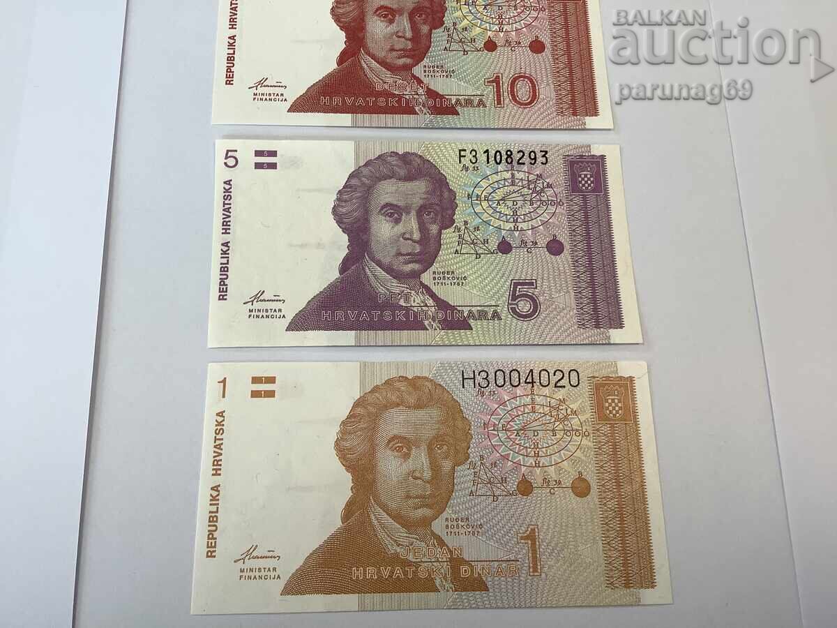 Licitație Croația 1, 5, 10 și 25 dinari 1991 UNC