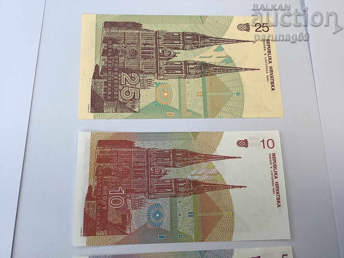 Croația 1, 5, 10 și 25 dinari 1991 UNC - 5