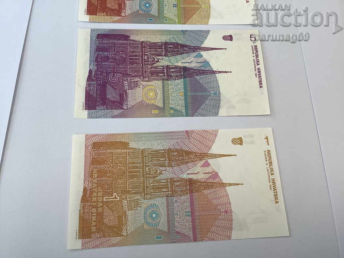 Croația 1, 5, 10 și 25 dinari 1991 UNC - 6