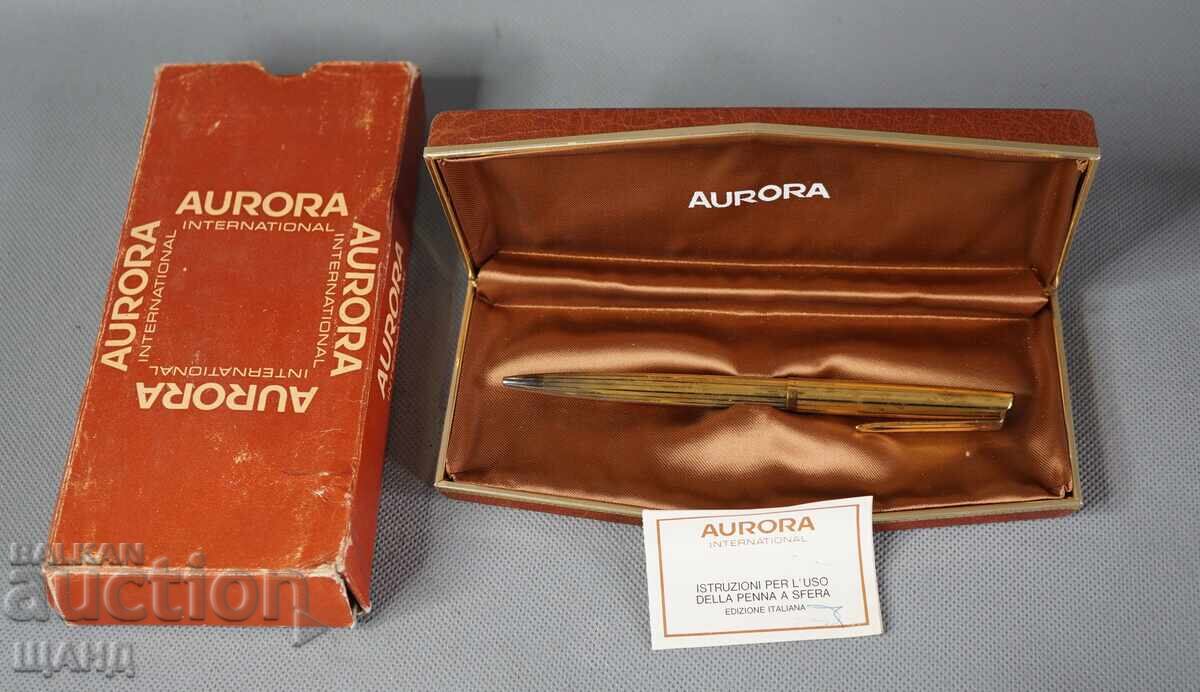 AURORA INTERNATIONAL Stilou vechi placat cu aur cu cutie