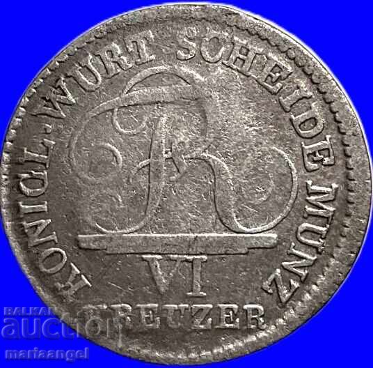 6 kreuzer 1808 Germania Württemberg Friedrich argint - 7