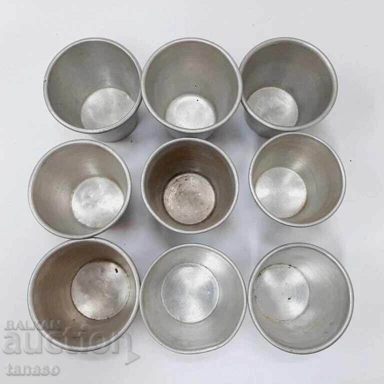9 boluri vechi din aluminiu pentru cremă de zahăr ars (10,3)